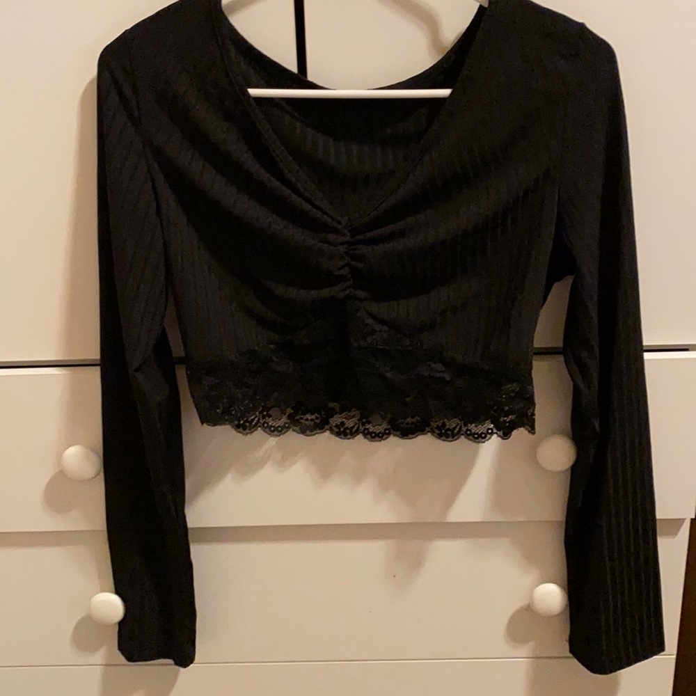 Black laced crop top